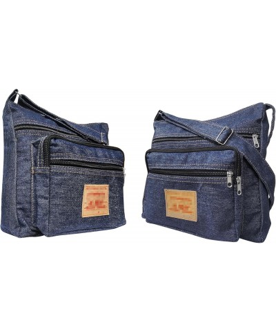 Dark Blue Denim Jeans Canvas Zipper Crossbody Messenger Shoulder Bag Sac Pouch Purse Handbag for Unisex $10.00 Crossbody Bags