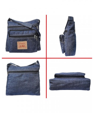 Dark Blue Denim Jeans Canvas Zipper Crossbody Messenger Shoulder Bag Sac Pouch Purse Handbag for Unisex $10.00 Crossbody Bags