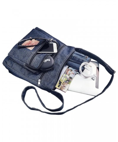 Dark Blue Denim Jeans Canvas Zipper Crossbody Messenger Shoulder Bag Sac Pouch Purse Handbag for Unisex $10.00 Crossbody Bags