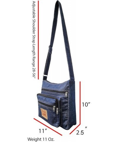 Dark Blue Denim Jeans Canvas Zipper Crossbody Messenger Shoulder Bag Sac Pouch Purse Handbag for Unisex $10.00 Crossbody Bags