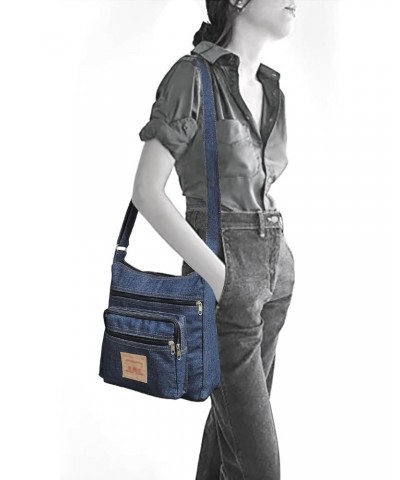 Dark Blue Denim Jeans Canvas Zipper Crossbody Messenger Shoulder Bag Sac Pouch Purse Handbag for Unisex $10.00 Crossbody Bags