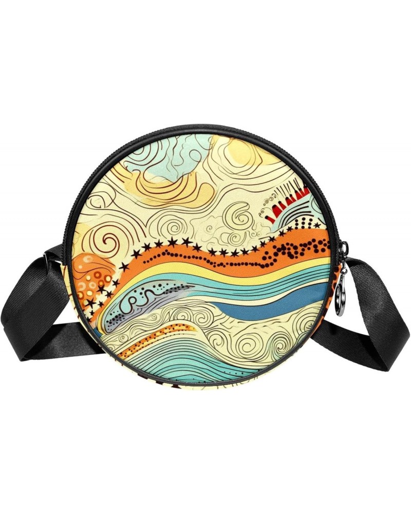 Small Round Crossbody Bag Shoulder Bag Handbag Purse, abstract art pattern $9.84 Crossbody Bags