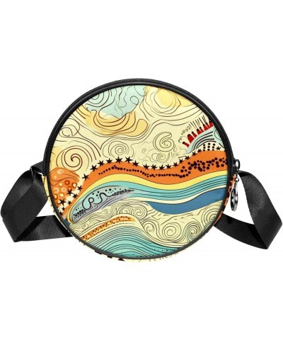 Small Round Crossbody Bag Shoulder Bag Handbag Purse, abstract art pattern $9.84 Crossbody Bags