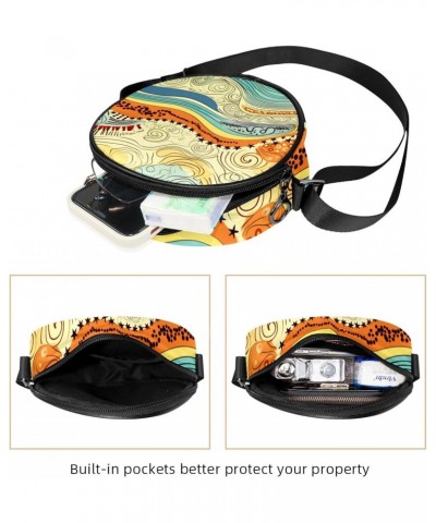 Small Round Crossbody Bag Shoulder Bag Handbag Purse, abstract art pattern $9.84 Crossbody Bags