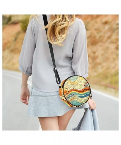 Small Round Crossbody Bag Shoulder Bag Handbag Purse, abstract art pattern $9.84 Crossbody Bags