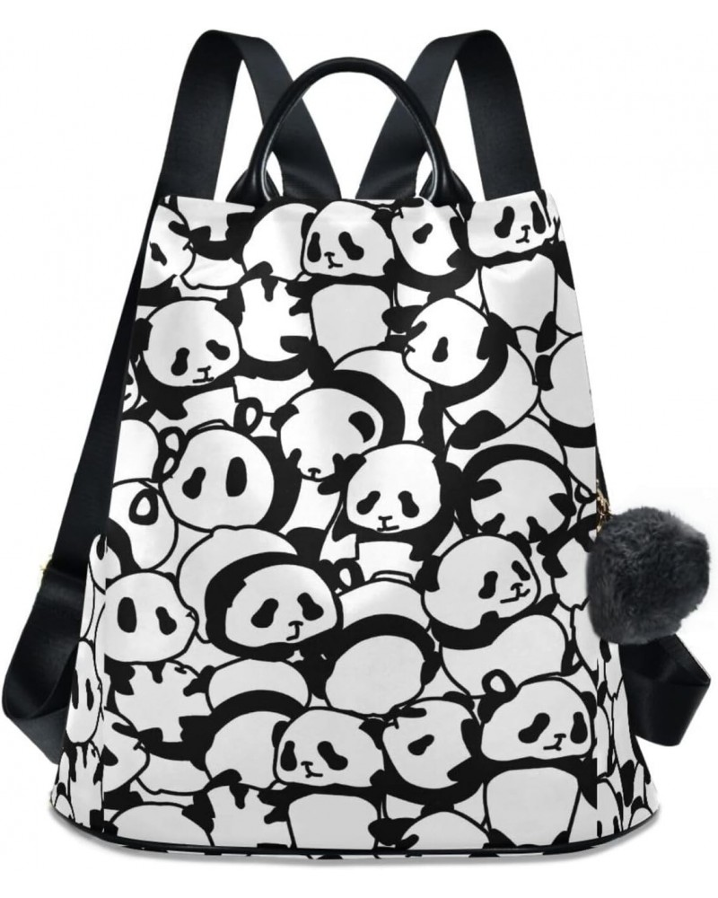 Black and White Cute Panda Bear Women Fashion Backpack Purse Travel Ladies College Shoulder Bags $16.80 Backpacks