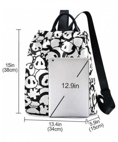 Black and White Cute Panda Bear Women Fashion Backpack Purse Travel Ladies College Shoulder Bags $16.80 Backpacks