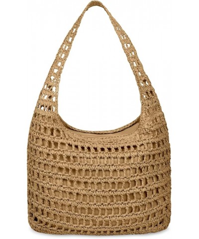 Straw Beach Bag for Women Straw Tote Bag Large Summer Woven Handmade Foldable Shoulder Handbag for Travel Vacation Brown $12....