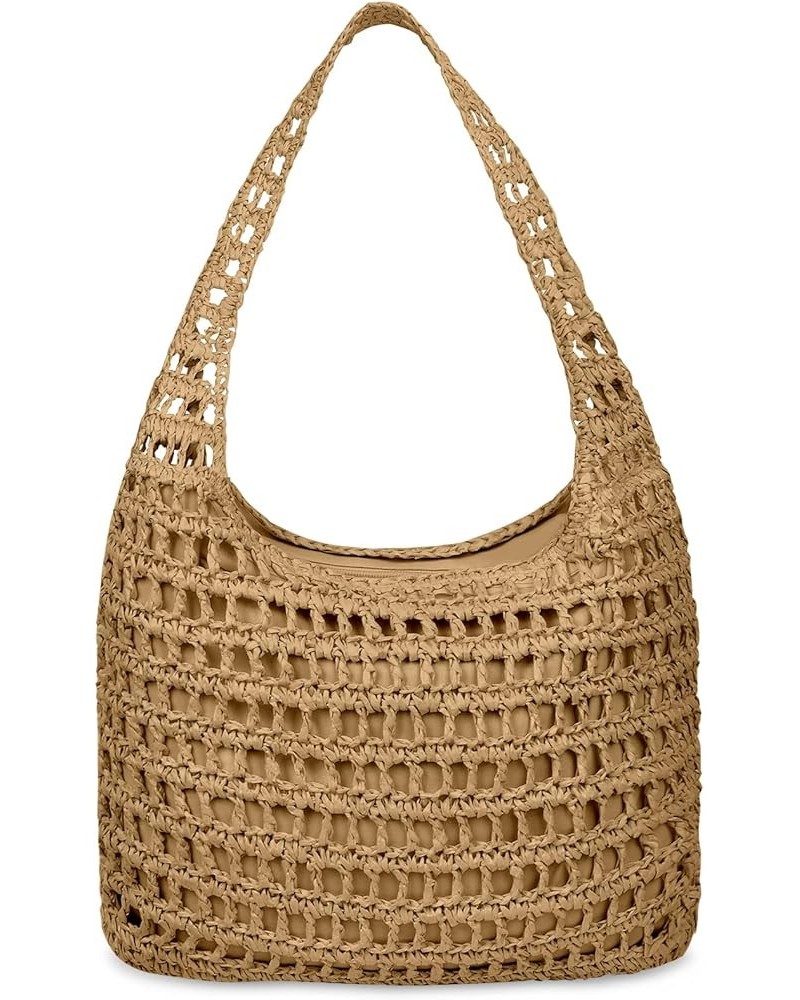 Straw Beach Bag for Women Straw Tote Bag Large Summer Woven Handmade Foldable Shoulder Handbag for Travel Vacation Brown $12....