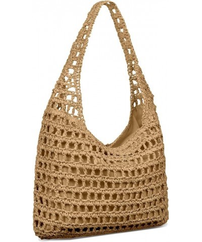 Straw Beach Bag for Women Straw Tote Bag Large Summer Woven Handmade Foldable Shoulder Handbag for Travel Vacation Brown $12....