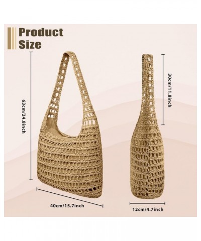 Straw Beach Bag for Women Straw Tote Bag Large Summer Woven Handmade Foldable Shoulder Handbag for Travel Vacation Brown $12....