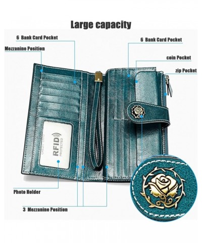 Large Capacity Wallet for Women Genuine Leather RFID Blocking Credit Card Holder Cell Phone Case Holster Bag for Ladies with ...