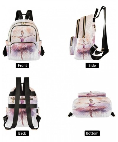 Purple Watercolor Ballerina Backpack for Women Casual Daypack Lightweight Small Backpacks Shoulder Bag Travel Purse for Outdo...