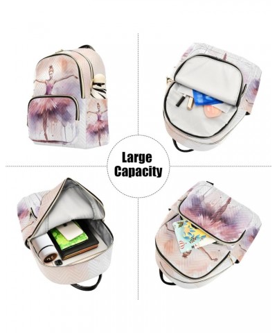 Purple Watercolor Ballerina Backpack for Women Casual Daypack Lightweight Small Backpacks Shoulder Bag Travel Purse for Outdo...