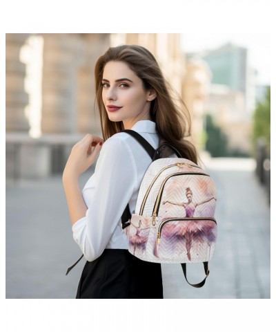 Purple Watercolor Ballerina Backpack for Women Casual Daypack Lightweight Small Backpacks Shoulder Bag Travel Purse for Outdo...