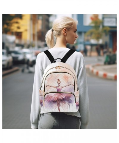 Purple Watercolor Ballerina Backpack for Women Casual Daypack Lightweight Small Backpacks Shoulder Bag Travel Purse for Outdo...