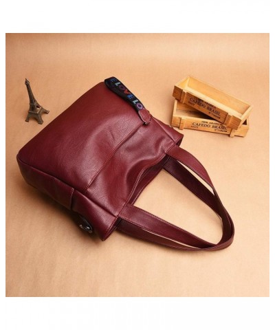 Women Shoulder Tote Zipper Purse PU Leather Top-handle Satchel Bags Ladies Medium Wine Red $21.31 Totes