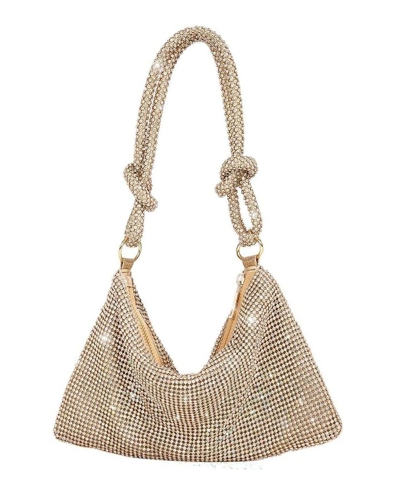 Rhinestone Hobo Bag for Women Chic Evening Handbag Shiny Purse for Wedding Prom Party Club Gold $14.34 Evening Bags