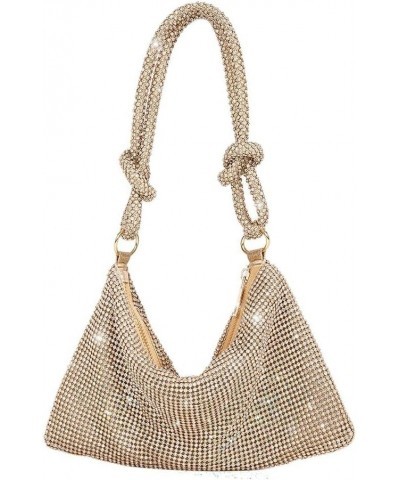 Rhinestone Hobo Bag for Women Chic Evening Handbag Shiny Purse for Wedding Prom Party Club Gold $14.34 Evening Bags