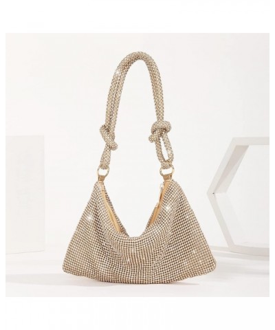 Rhinestone Hobo Bag for Women Chic Evening Handbag Shiny Purse for Wedding Prom Party Club Gold $14.34 Evening Bags