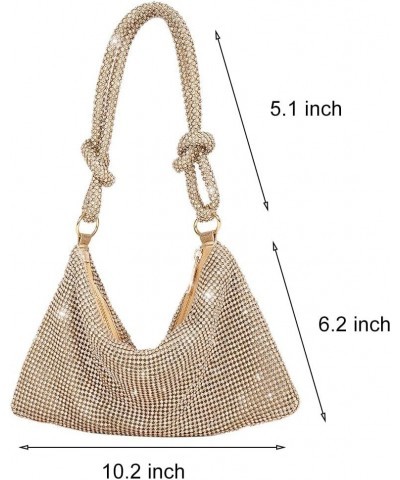 Rhinestone Hobo Bag for Women Chic Evening Handbag Shiny Purse for Wedding Prom Party Club Gold $14.34 Evening Bags