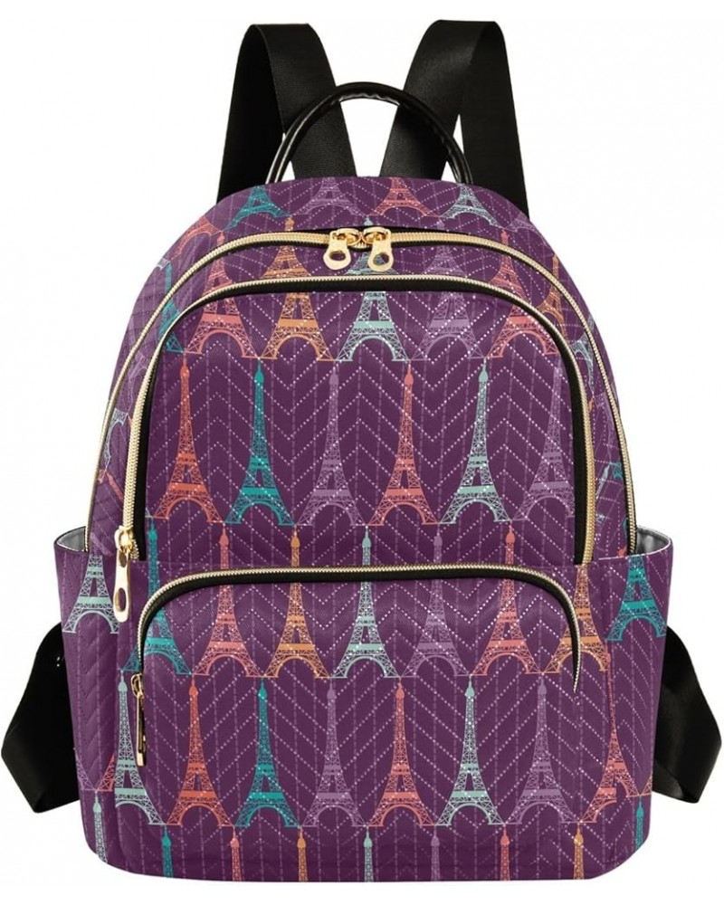 Travel Backpack Purse for Women Fashion Anti-theft Work Casual Eifel Tower Purple Daypack Shoulder Bag Medium Size Small $19....