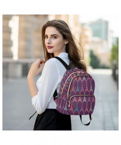 Travel Backpack Purse for Women Fashion Anti-theft Work Casual Eifel Tower Purple Daypack Shoulder Bag Medium Size Small $19....