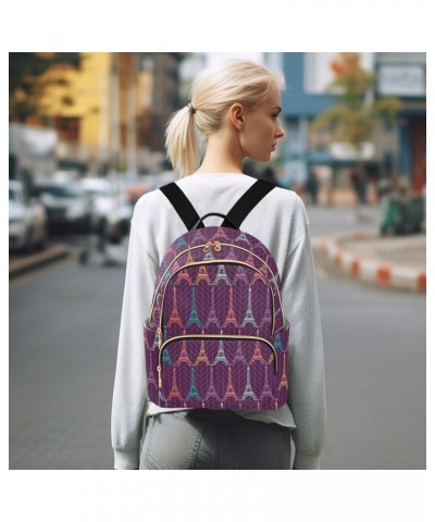 Travel Backpack Purse for Women Fashion Anti-theft Work Casual Eifel Tower Purple Daypack Shoulder Bag Medium Size Small $19....