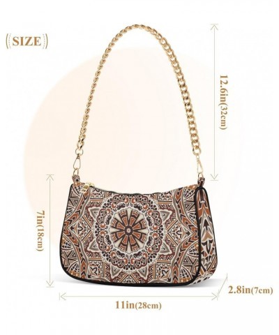 Shoulder Bag Kaleidoscope Mandala Brown Women Clutch Handbag Shoulder Purch Boho Bag Date Chain Bag Tote Bag Spring Holiday B...