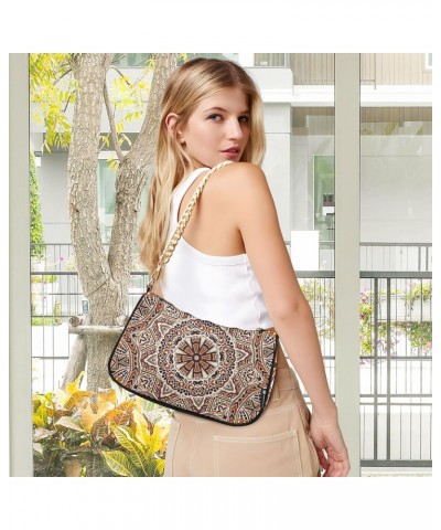 Shoulder Bag Kaleidoscope Mandala Brown Women Clutch Handbag Shoulder Purch Boho Bag Date Chain Bag Tote Bag Spring Holiday B...