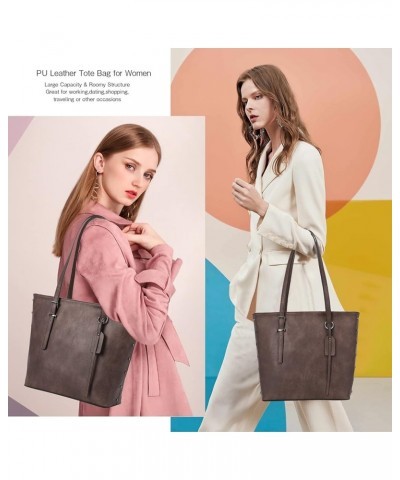 Handbag for Women Tote Bag PU Leather Large Shoulder Bag Top Handle Satchel Purses 2Pcs Set Dark Brown $23.52 Totes