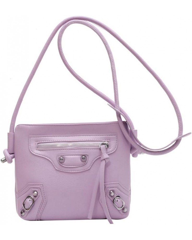 Hobo Bag Punk Style Satchel Shoulder Bag PU Leather Tote Bag Chic Fashion Crossbody Bag Purple $14.01 Totes