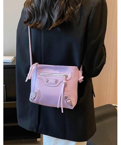 Hobo Bag Punk Style Satchel Shoulder Bag PU Leather Tote Bag Chic Fashion Crossbody Bag Purple $14.01 Totes