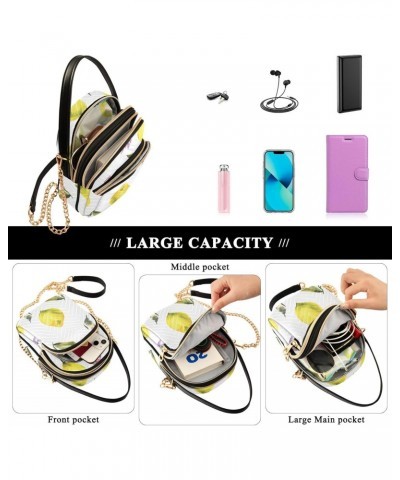 Fresh Citrus Fruit Lemon Crossbody Bag for Women Cell Phone Purse Wallet with Removable Chain Shoulder Handbag for Travel Pho...