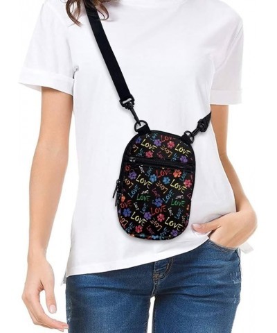 Small Crossbody Purse for Women Shoulder Messenger Bag Zip Pocket Kids Phone Handbags Paw Love $10.82 Crossbody Bags