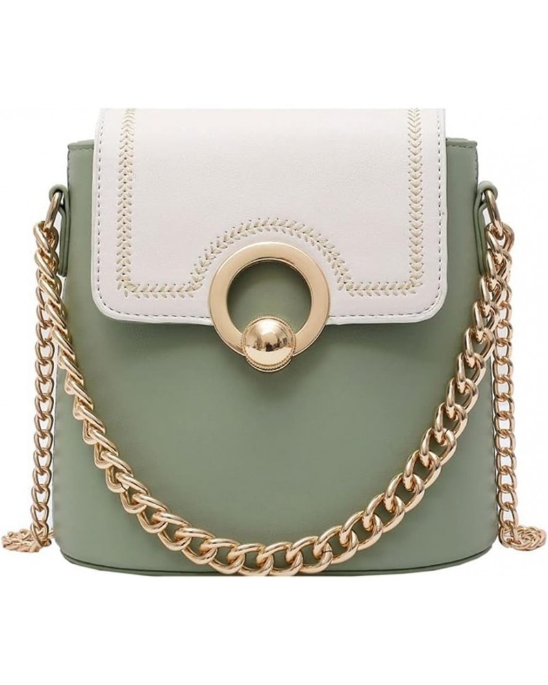 Small Shoulder Purses for Women Hasp Chains Shoulder Bag Female Mini-Small Ring Round Hasp Crossbody Bag (Color : Green) Gree...