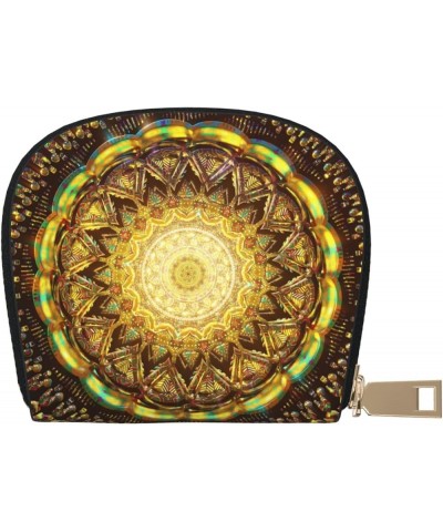 Unique Accordion Credit Card Case Wallet for Women Girls, Mandala Colorful Ethnic Fantasy Kaleidoscope PU Leather Card Holder...