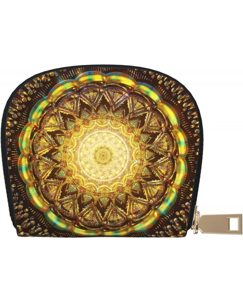 Unique Accordion Credit Card Case Wallet for Women Girls, Mandala Colorful Ethnic Fantasy Kaleidoscope PU Leather Card Holder...