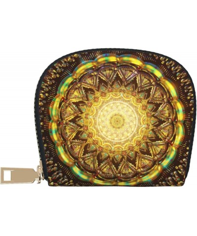 Unique Accordion Credit Card Case Wallet for Women Girls, Mandala Colorful Ethnic Fantasy Kaleidoscope PU Leather Card Holder...