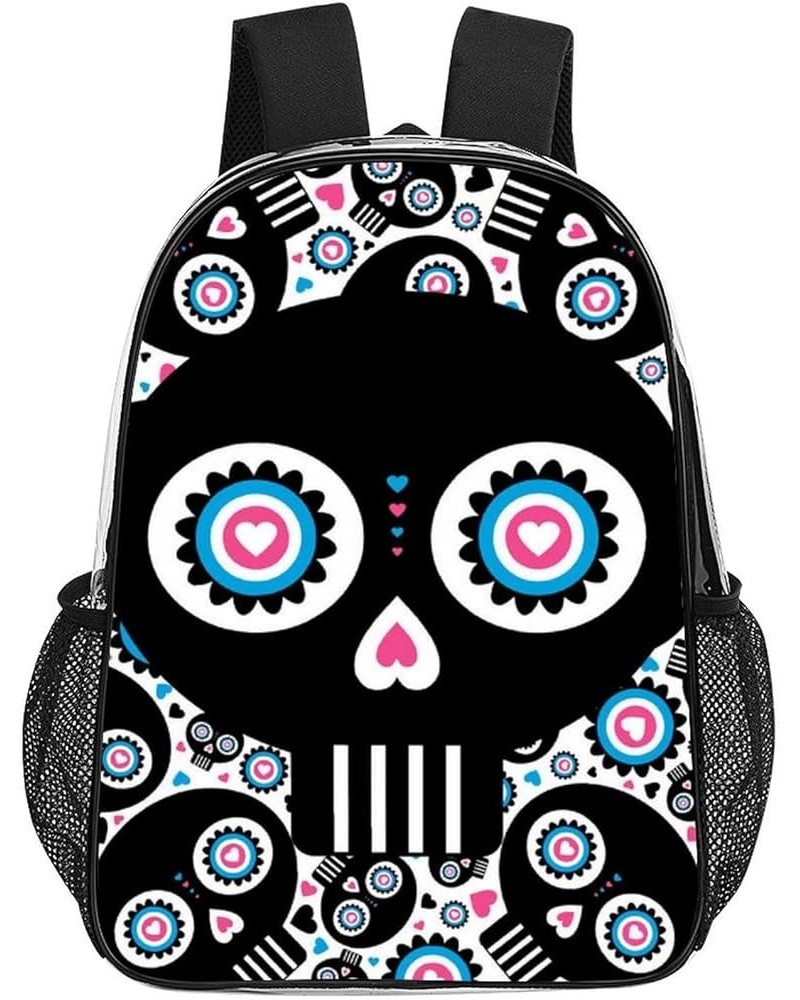 Clear Backpack Heavy Duty Clear Bookbag See Through Backpack Transparent Plastic Bookbags Compatible with Sugar Skull for Wor...