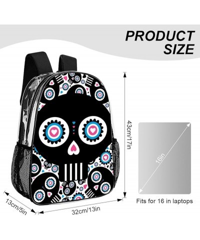 Clear Backpack Heavy Duty Clear Bookbag See Through Backpack Transparent Plastic Bookbags Compatible with Sugar Skull for Wor...