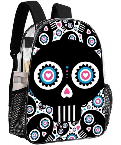 Clear Backpack Heavy Duty Clear Bookbag See Through Backpack Transparent Plastic Bookbags Compatible with Sugar Skull for Wor...