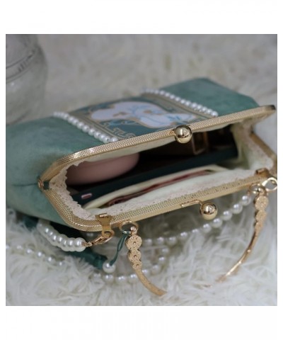 Small Clutch Bag Evening Bag with Detachable Chain, Girls Purse Pearl Flower Shoulder Bags with Faux Pearl Chain (Color : Gre...