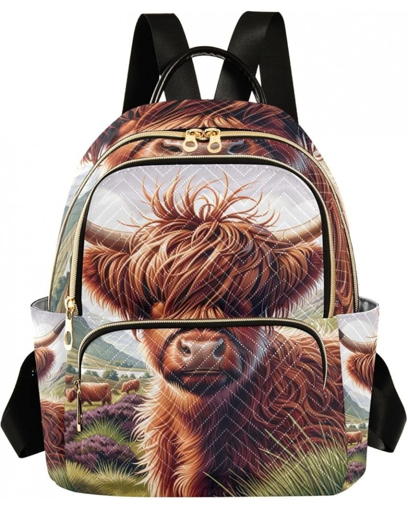 Dog Driving Car Funny Womens Backpack Purses Quilted Small Travel Purse Spring Highland Cow Pattern Small $19.10 Backpacks