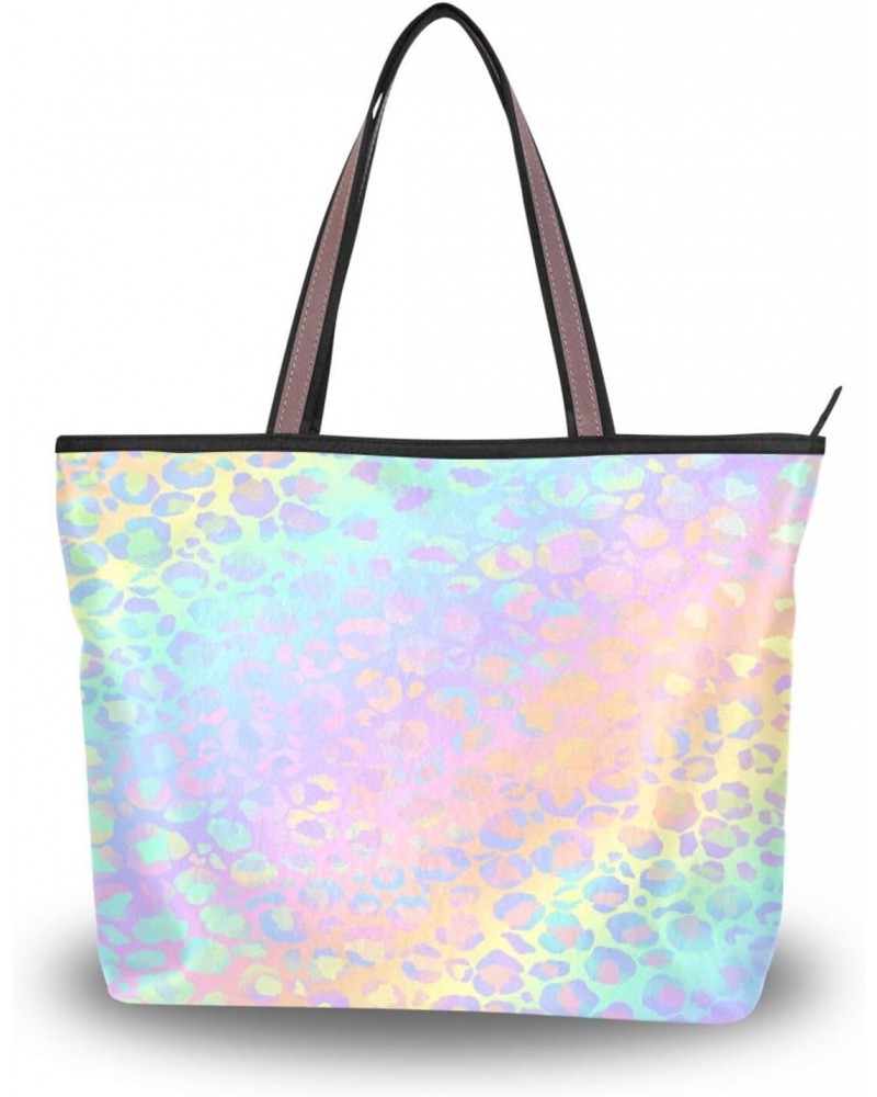 Womens Tote Bag, Tie Dye Leopard Ladies Zip Shoulder Handbags $11.52 Shoulder Bags