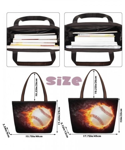 Women Tote Bag Large Handbag Fire Baseball Art Painting Shoulder Bag Zippered Satchel Purse for Work Travel Beach Bag $11.69 ...