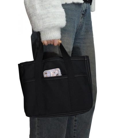 Canvas Tote Bag with Compartments Crossbody Tote Bag for Women Everything Tote Bag Black $10.56 Crossbody Bags