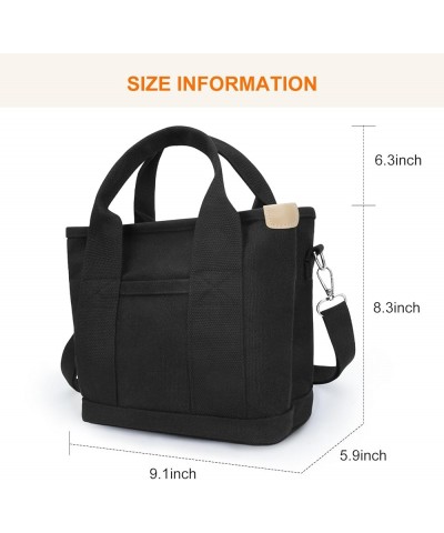 Canvas Tote Bag with Zipper Small Tote Bag for Women Crossbody Bag Mini Shoulder Bag with Pockets Satchel Hobo Bag Black $12....