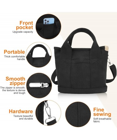 Canvas Tote Bag with Zipper Small Tote Bag for Women Crossbody Bag Mini Shoulder Bag with Pockets Satchel Hobo Bag Black $12....