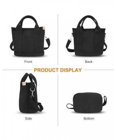 Canvas Tote Bag with Zipper Small Tote Bag for Women Crossbody Bag Mini Shoulder Bag with Pockets Satchel Hobo Bag Black $12....